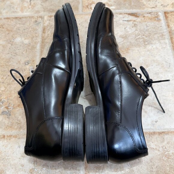 Mens Leather Oxford Dress Shoes 11.5M Black Square Toe Lace-Up Rubber Sole - Picture 10 of 12